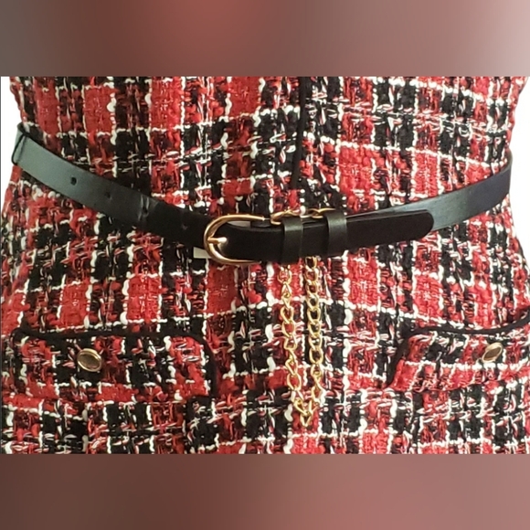 Preppy Retro Academia School Girl Y2K Career Mini Pleated Tweed Knit Plaid Dress - Picture 5 of 8